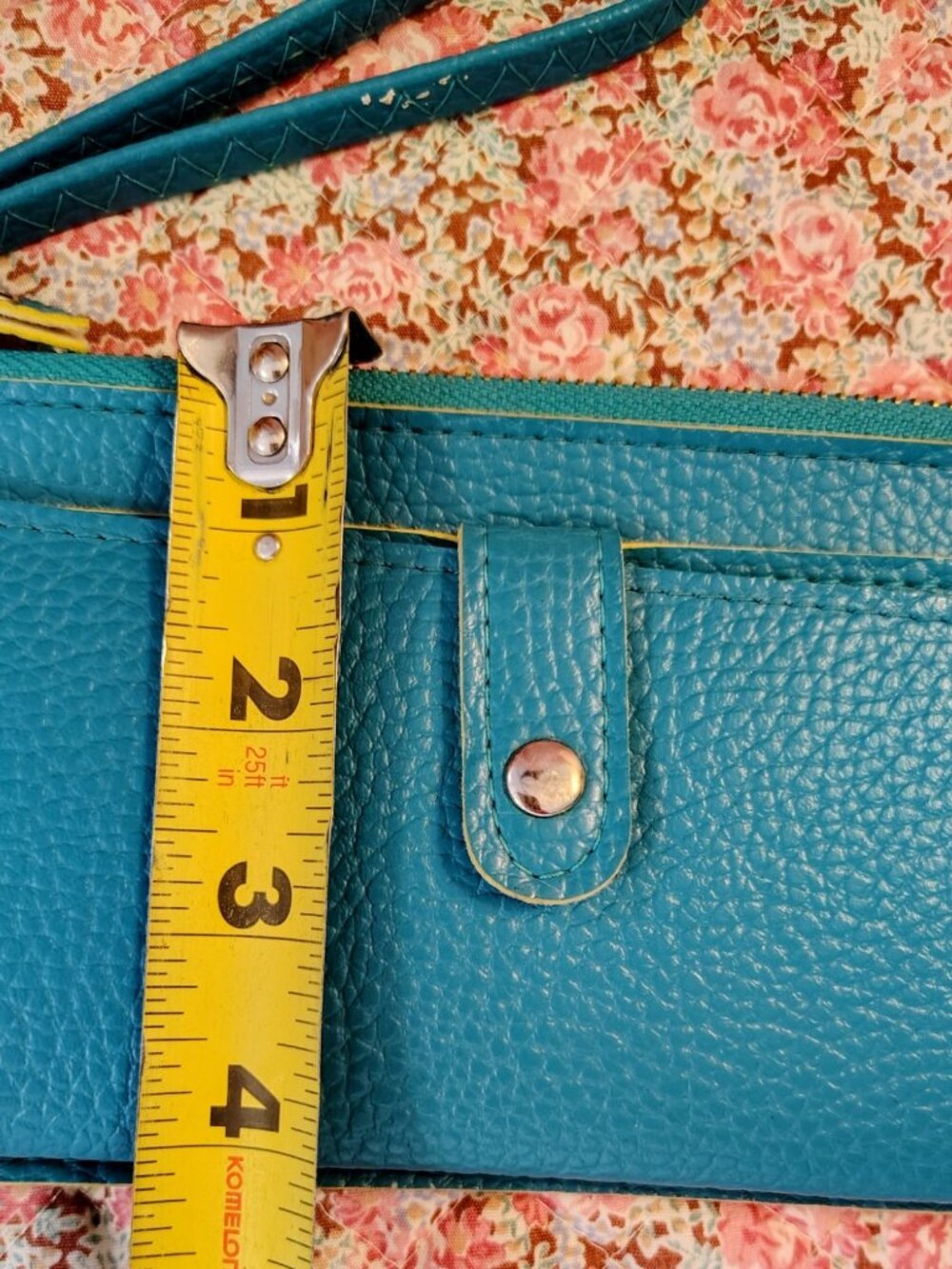 NWOT Turquoise Yellow Faux Pebbled Leather Wallet - Picture 12 of 12